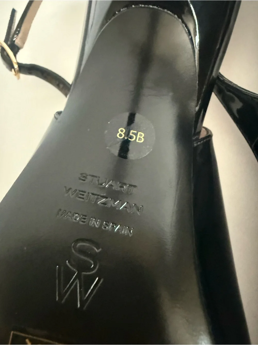 Stuart Weitzman Black Patent Slingback Pumps size 8.5